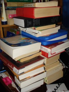I have shared my reading habit, which covers a surprisingly substantial amount of ground. 27 Books Bedside table and yes at the time I was reading them all! There is a new pile now!
