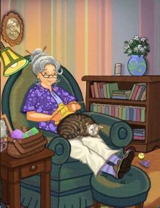 knitting with cat